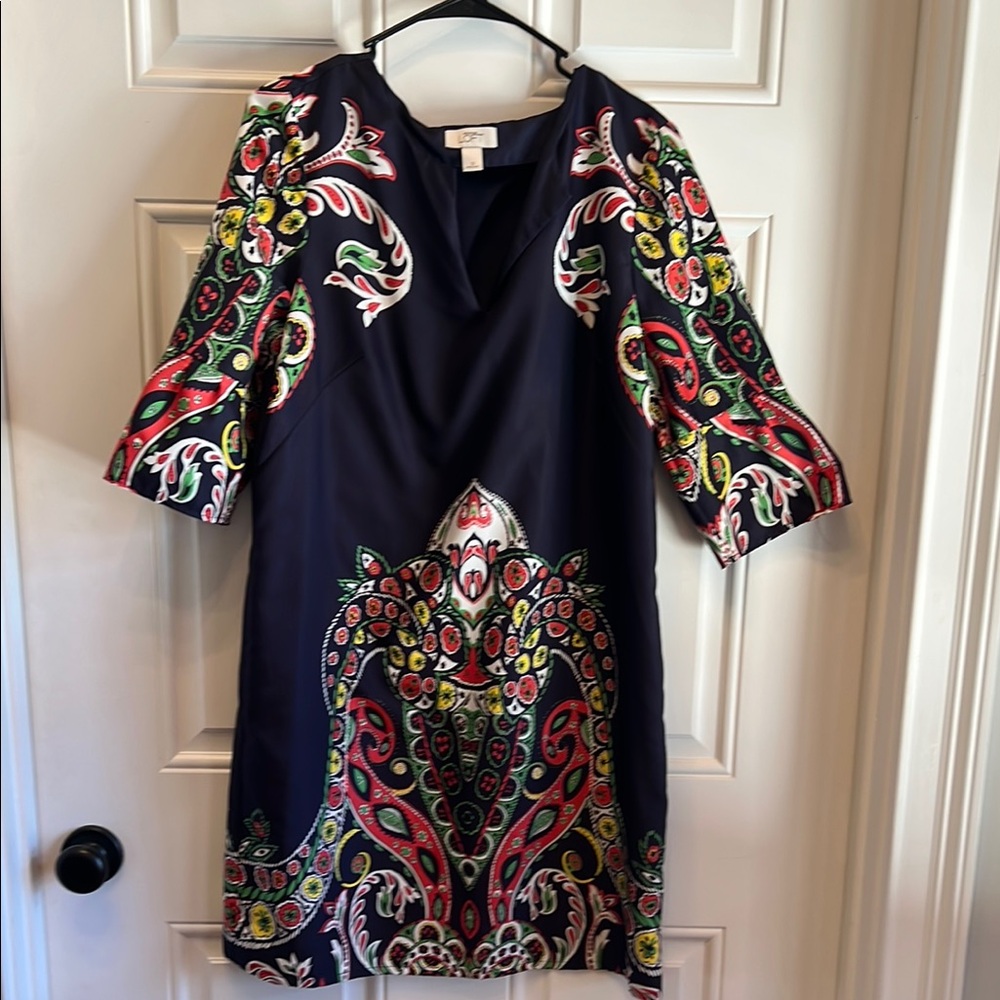 LOFT Blue Sheath Dress with Raglan Sleeves